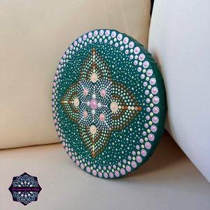 Kör alakú pontmandala festmény, 20 cm-es feszített vászon - művészet - festmény - akril - Meska.hu