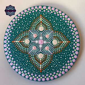 Kör alakú pontmandala festmény, 20 cm-es feszített vászon - művészet - festmény - akril - Meska.hu