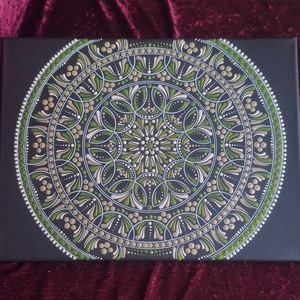 Gyógyító Mandala 40x30cm kézzel festett spirituális lakásdekoráció - Meska.hu