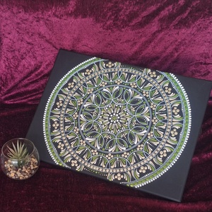 Gyógyító Mandala 40x30cm kézzel festett spirituális lakásdekoráció - művészet - festmény - akril - Meska.hu