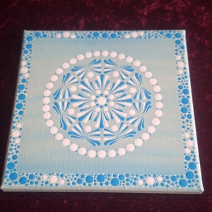 Pasztell varázs-Égkék (20x20 cm kézzel festett mandala) - otthon & életmód - dekoráció - spiritualitás - mandala - Meska.hu