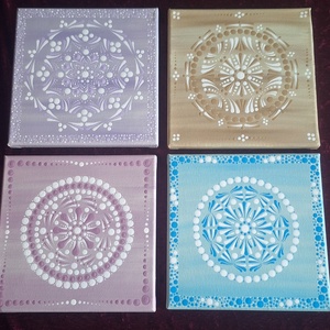 Pasztell varázs-Égkék (20x20 cm kézzel festett mandala) - otthon & életmód - dekoráció - spiritualitás - mandala - Meska.hu