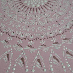 Rózsaszín álom mandala-egyedi kézzel festett kerek vászon kép 50cm - otthon & életmód - dekoráció - spiritualitás - mandala - Meska.hu
