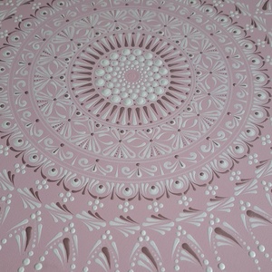 Rózsaszín álom mandala-egyedi kézzel festett kerek vászon kép 50cm - otthon & életmód - dekoráció - spiritualitás - mandala - Meska.hu