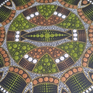 Zöld-arany mandala festmény 40x30cm - otthon & életmód - dekoráció - spiritualitás - mandala - Meska.hu
