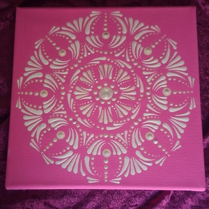 Magenta-Delux Selyem fényű pontozott mandala 20x20cm , Otthon & Életmód, Dekoráció, Spiritualitás, Mandala, , MESKA