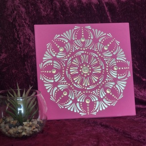 Magenta-Delux Selyem fényű pontozott mandala 20x20cm  - otthon & életmód - dekoráció - spiritualitás - mandala - Meska.hu