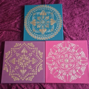 Türkiz Delux-Selyemfényű mandala 20x20cm  - otthon & életmód - dekoráció - spiritualitás - mandala - Meska.hu