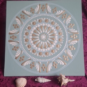 Fény-Mandala 25x25cm kasírozott vászon - otthon & életmód - dekoráció - spiritualitás - mandala - Meska.hu