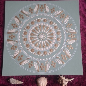 Fény-Mandala 25x25cm kasírozott vászon - otthon & életmód - dekoráció - spiritualitás - mandala - Meska.hu