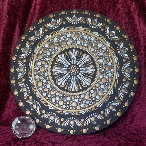 Kozmikus Rend- 30 cm-es feszített vászon, kézzel pontozott mandala  - Meska.hu