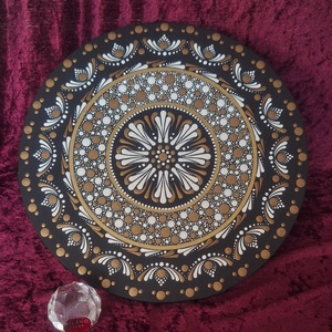 Kozmikus Rend- 30 cm-es feszített vászon, kézzel pontozott mandala  - otthon & életmód - dekoráció - spiritualitás - mandala - Meska.hu