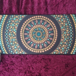 Pontozott mandala-Türkiz és Bronz harmónia ( 20x50cm) - otthon & életmód - dekoráció - spiritualitás - mandala - Meska.hu