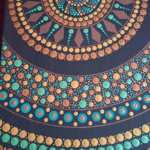 Pontozott mandala-Türkiz és Bronz harmónia ( 20x50cm) - otthon & életmód - dekoráció - spiritualitás - mandala - Meska.hu