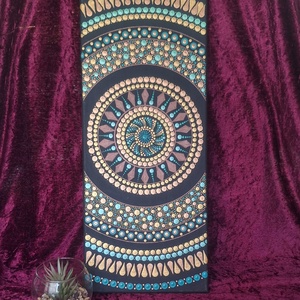 Pontozott mandala-Türkiz és Bronz harmónia ( 20x50cm) - otthon & életmód - dekoráció - spiritualitás - mandala - Meska.hu
