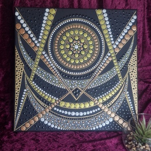 Geometrikus Mandala Energia-30x30cm - művészet - festmény - akril - Meska.hu