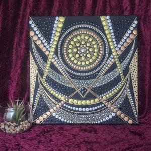 Geometrikus Mandala Energia-30x30cm - művészet - festmény - akril - Meska.hu