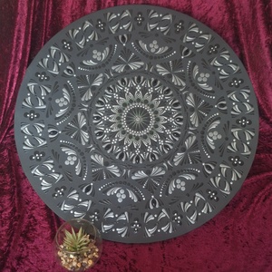 Éjféli Harmónia-kézzel pontozott mandala festmény 50cm - otthon & életmód - dekoráció - spiritualitás - mandala - Meska.hu