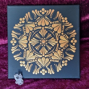 Aurum Mandala- 20x20 cm dotart akril festmény - otthon & életmód - dekoráció - spiritualitás - mandala - Meska.hu