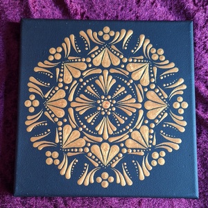 Aurum Mandala- 20x20 cm dotart akril festmény - otthon & életmód - dekoráció - spiritualitás - mandala - Meska.hu