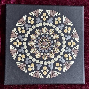 Lágy harmónia-kézzel pontozott egyedi mandala vászonkép 20x20cm  - otthon & életmód - dekoráció - spiritualitás - mandala - Meska.hu