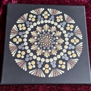 Lágy harmónia-kézzel pontozott egyedi mandala vászonkép 20x20cm  - otthon & életmód - dekoráció - spiritualitás - mandala - Meska.hu