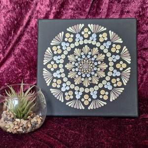 Lágy harmónia-kézzel pontozott egyedi mandala vászonkép 20x20cm  - otthon & életmód - dekoráció - spiritualitás - mandala - Meska.hu