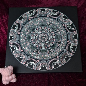 Rózsaszín Harmónia- Egyedi pontozott mandala fali kép-40x40 cm - otthon & életmód - dekoráció - spiritualitás - mandala - Meska.hu