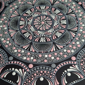 Rózsaszín Harmónia- Egyedi pontozott mandala fali kép-40x40 cm - otthon & életmód - dekoráció - spiritualitás - mandala - Meska.hu