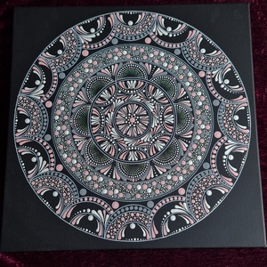 Rózsaszín Harmónia- Egyedi pontozott mandala fali kép-40x40 cm - otthon & életmód - dekoráció - spiritualitás - mandala - Meska.hu