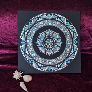 Lelki nyugalom kézzel festett (ponttechnika) Mandala 25x25cm  - Meska.hu