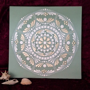 Fény-Mandala 25x25cm kasírozott vászon - otthon & életmód - dekoráció - spiritualitás - mandala - Meska.hu