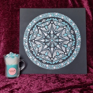 Nyugalom Mandala 25x25 cm, Otthon & Életmód, Dekoráció, Spiritualitás, Mandala, Festészet, Festett tárgyak, Ez az exkluzív, kézzel festett dot art mandala a geometria precizitását és a művészet finomságát öt..., MESKA