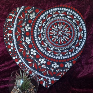 Szeretet-mandala-30cm-szív alakú feszített vászon festmény  - Meska.hu