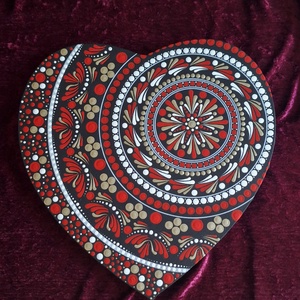 Szeretet-mandala-30cm-szív alakú feszített vászon festmény  - otthon & életmód - dekoráció - spiritualitás - mandala - Meska.hu