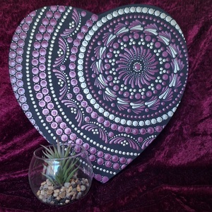 Szív alakú pontozott mandala-Egyedi lakásdekoráció 25cm  - Meska.hu