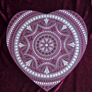 Pink Love-mandala-30cm -Dekoráció  - művészet - festmény - akril - Meska.hu