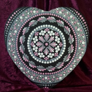 Szeretet mandala-30cm-feszített vászon  - művészet - festmény - akril - Meska.hu