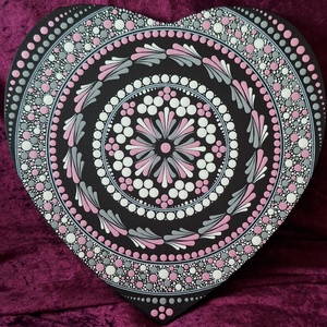 Szeretet mandala-30cm-feszített vászon  - művészet - festmény - akril - Meska.hu