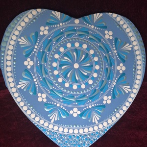 Nyugalom szív alakú mandala 28-30 cm - művészet - festmény - akril - Meska.hu