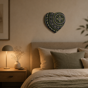 Smaragdzöld Szeretetenergia � Kézzel festett Szívcsakra Mandala (28 cm) - otthon & életmód - dekoráció - spiritualitás - mandala - Meska.hu