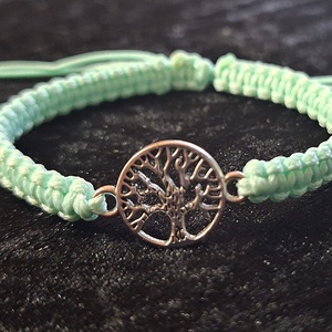 Élet fája makramé karkötő � Halvány mentazöld, állítható méretben - Meska.hu