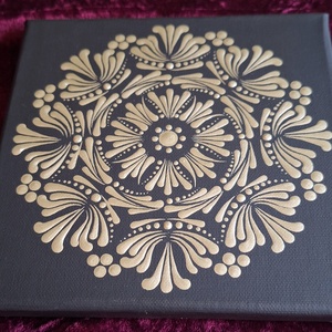 Deluxe pezsgő színű mandala (20x20 cm) kézzel pontozott  - otthon & életmód - dekoráció - spiritualitás - mandala - Meska.hu