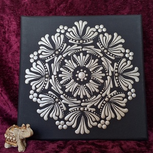 Deluxe pezsgő színű mandala (20x20 cm) kézzel pontozott  - otthon & életmód - dekoráció - spiritualitás - mandala - Meska.hu