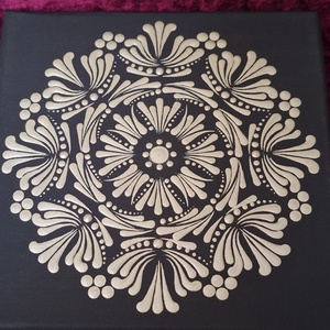 Deluxe pezsgő színű mandala (20x20 cm) kézzel pontozott  - otthon & életmód - dekoráció - spiritualitás - mandala - Meska.hu