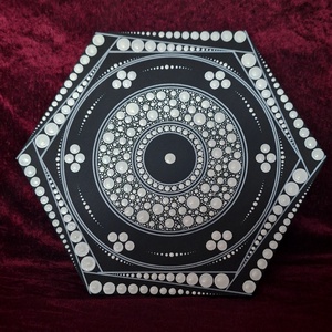 Hexa-Kozmosz � Szakrális geometria pontozott festmény (30 cm), Művészet, Festmény, Akril, Festészet, MESKA
