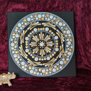 Deluxe Rose Gold és Fehér Pontfestett Mandala � Kézzel készített egyedi fali dekoráció - Meska.hu