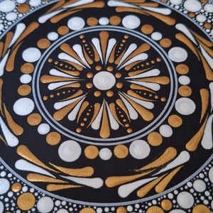 Deluxe Rose Gold és Fehér Pontfestett Mandala � Kézzel készített egyedi fali dekoráció - otthon & életmód - dekoráció - spiritualitás - mandala - Meska.hu