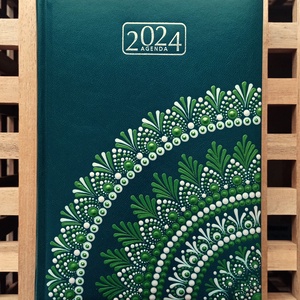 Zöld, nagyméretű mandala naptár, határidőnapló. 2024-es - otthon & életmód - papír, írószer - naptár & tervező - Meska.hu