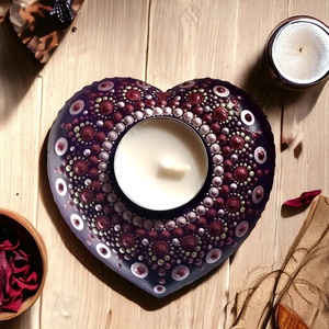 Szív mandala mécsestartó (mélylila) - otthon & életmód - gyertya, illat, aroma - mécses és mécsestartó - Meska.hu